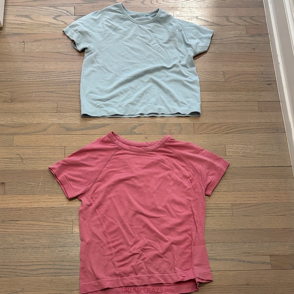 Athleta girls Striped Blue and Pink T-Shirts